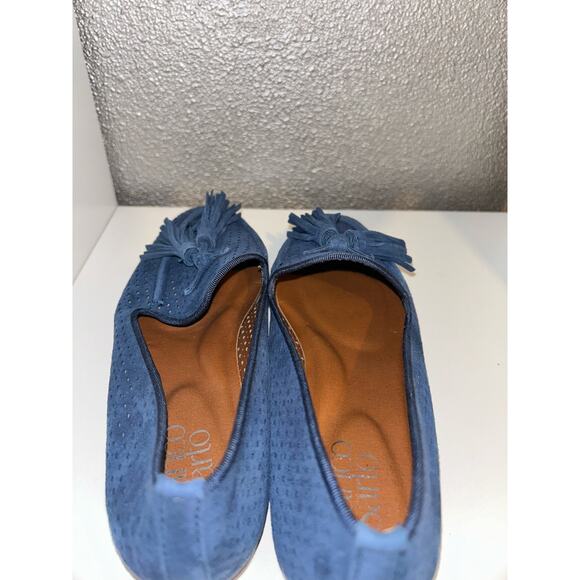 Franco Sarto Preppy Academia Casual Business Suede Perforated Tassle Loafers - Picture 6 of 8